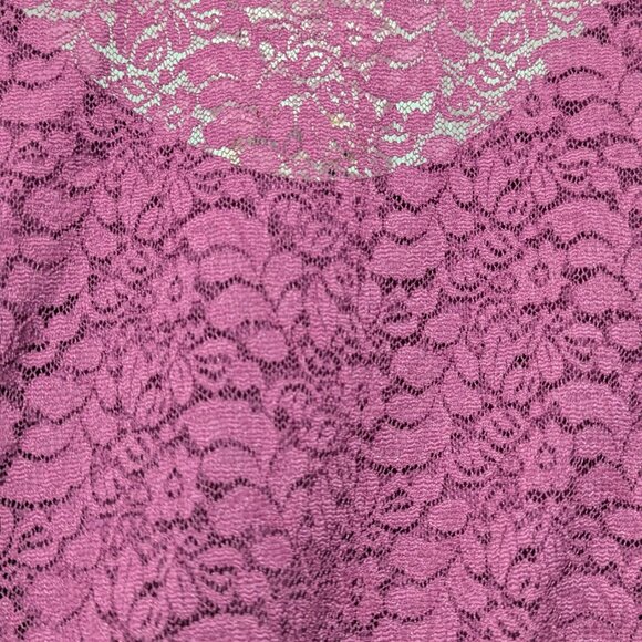 Free People Size Large Magenta Mini Dress Lace Back Puff Sleeve - Picture 4 of 5